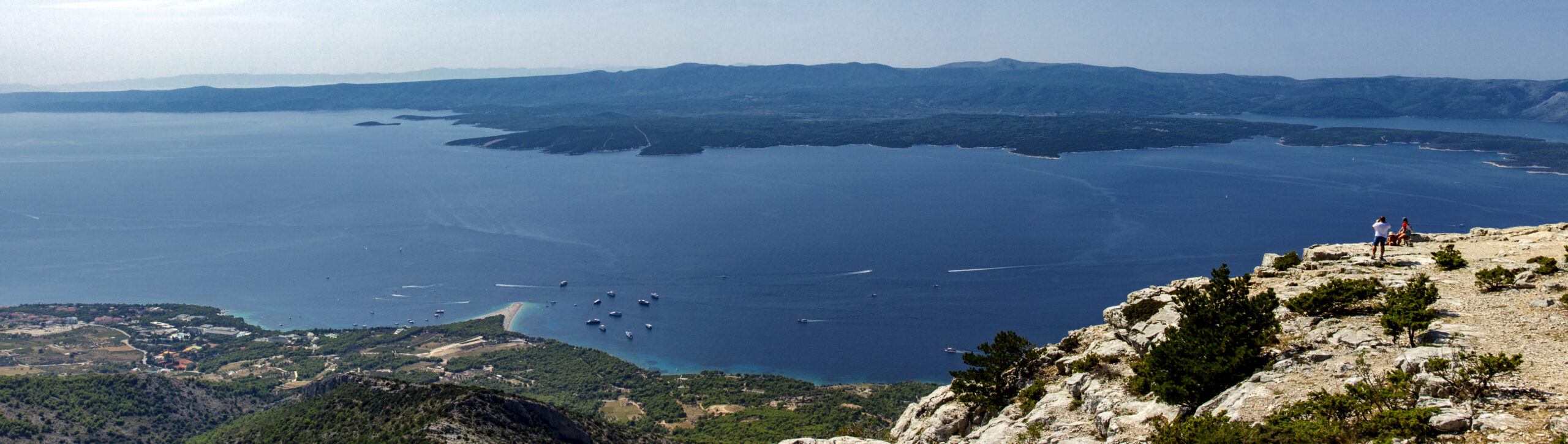 A panoramic shot of the golden horn beach from the top of Brač Island in Croatia