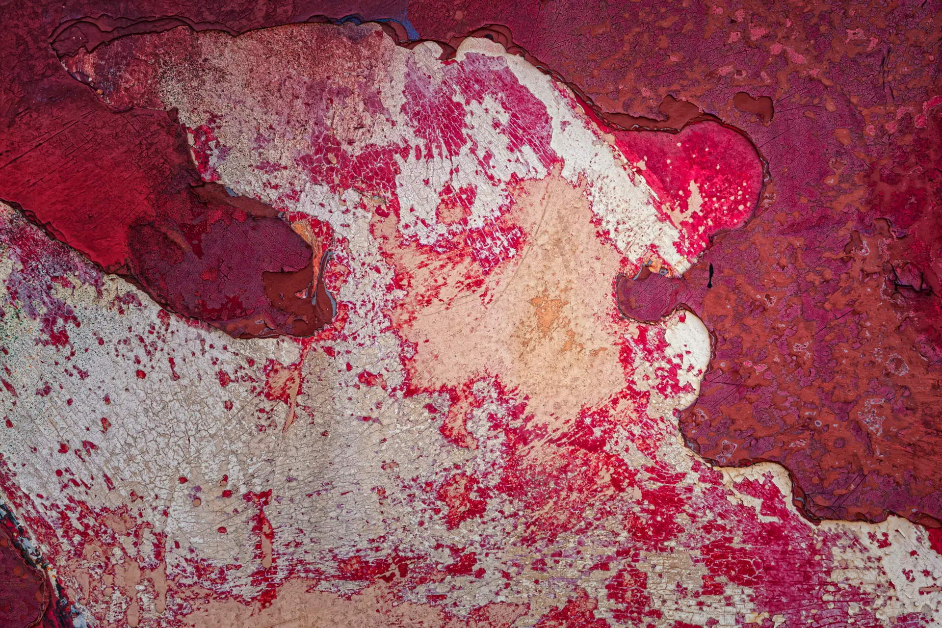 Abstratct Photography - Abstrakt Fotografie - The shape of a clown appearing on a metallic surface due to the decay and detachment of several layers of paint