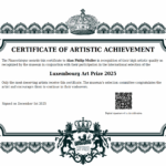 Luxembourg Art Prize 2025 Certificate of Artistic Merit - Fine Art Awards - Fine Art Auszeichnungen