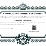 Luxembourg Art Prize 2025 Certificate of Artistic Merit - Fine Art Awards -Fine Art Auszeichnungen